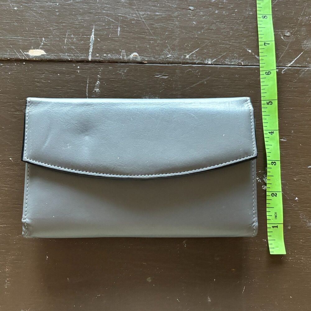 Vintage Princess Gardner Women's Cowhide Leather Envelope Wallet Checkbook Gray